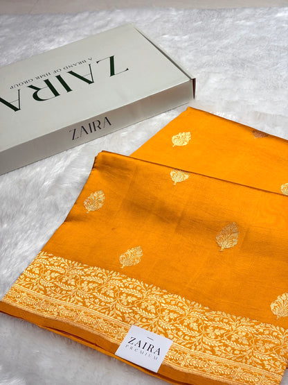 Mustard Shades Meena Boota Handwoven Raw Mango Silk RM-31