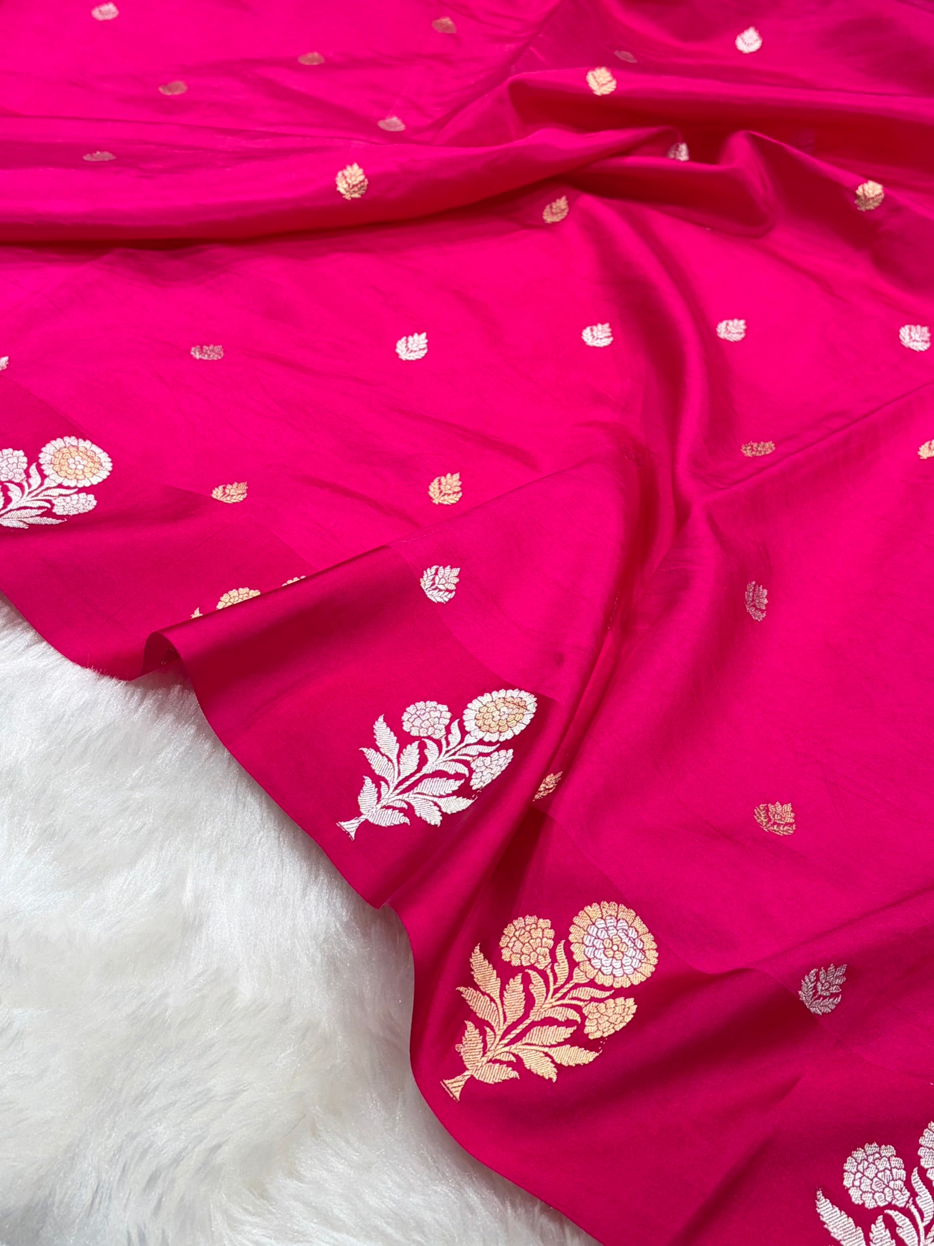 Banarasi Rani Shades Meenakari Boota Handwoven Pure Katan Paper Silk RM-75