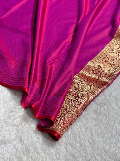Red Tanchoi Satin Katan Silk Saree SKTM-05