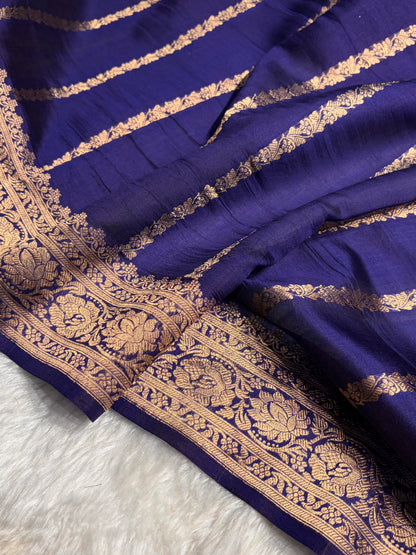 Contrast Rani With Purple Shades Boota Handwoven Pure Raw Mango Silk RM-07