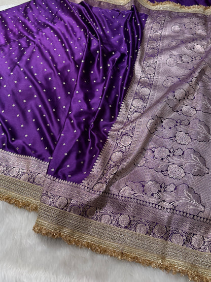 Purple Shade Booti Mashru Silk Saree with gotta Patti MSGP9