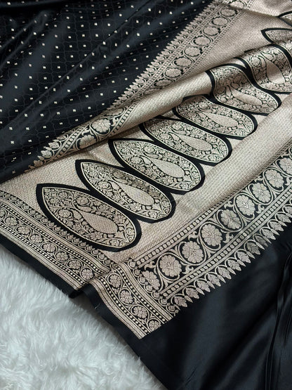 Black Shades Tanchoi Motif Mashru Silk Saree MST-13