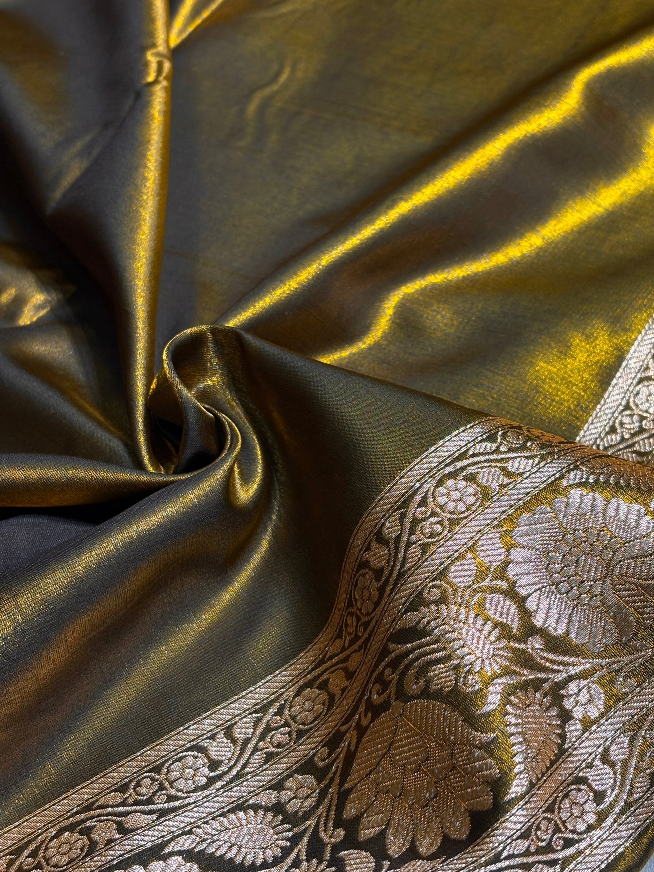 Satin Silk Banarasi Jaal In Mehendi Green Shades SS18