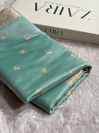 Sea Green Booti Katan Silk Saree SK09