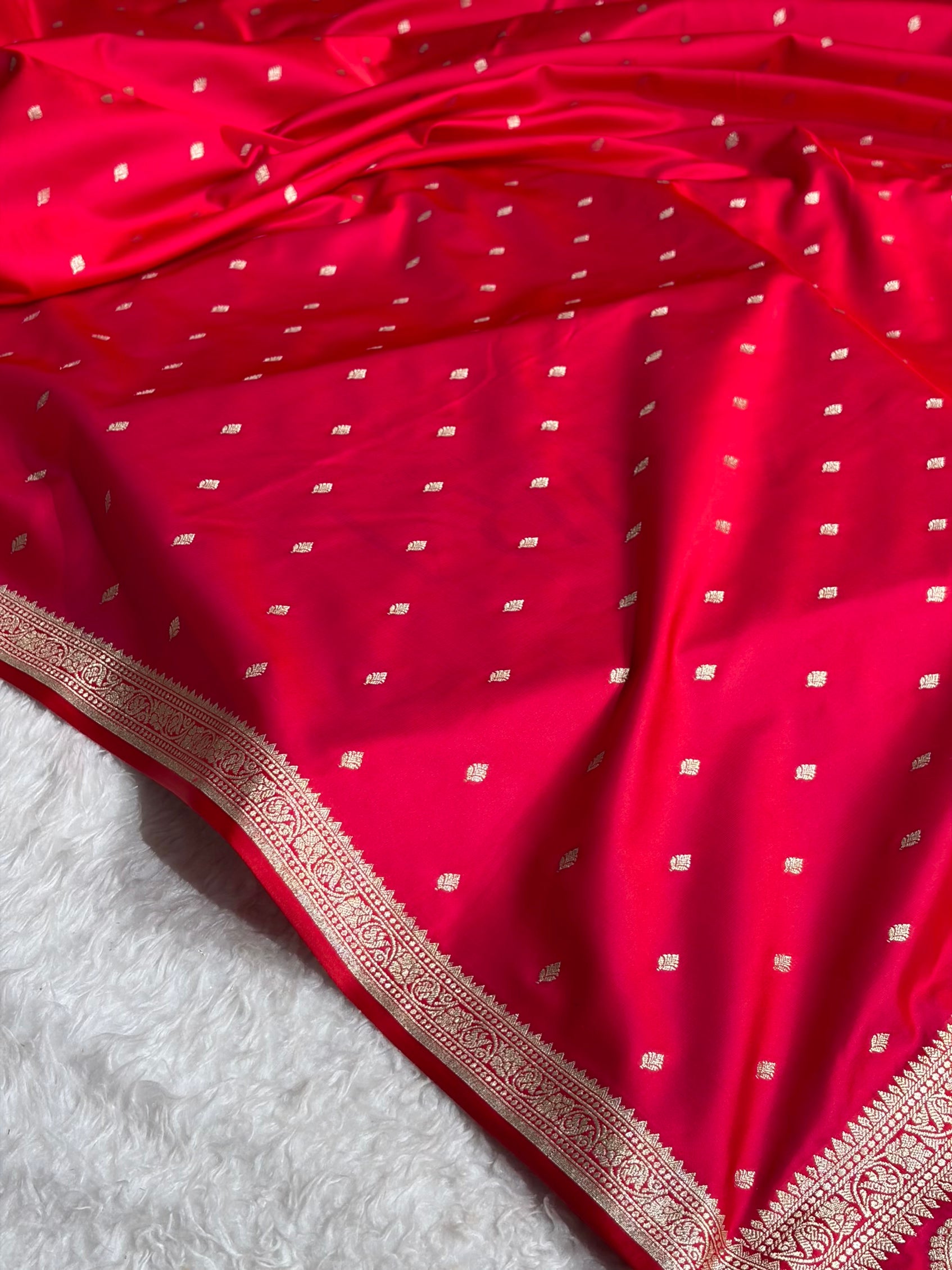 Premium Banarasi Satin Katan Saree in Cross Rani Shades SK90
