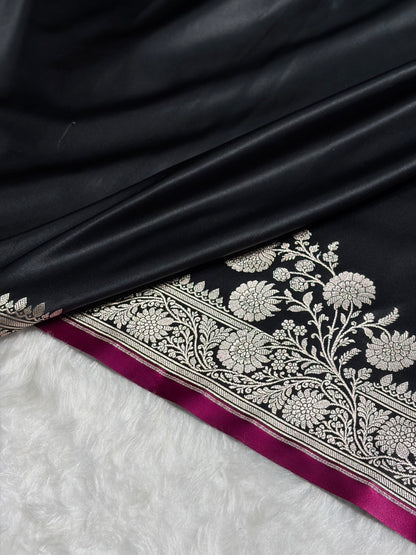 Black Shades Floral Border Mashru Silk Saree MSM-62