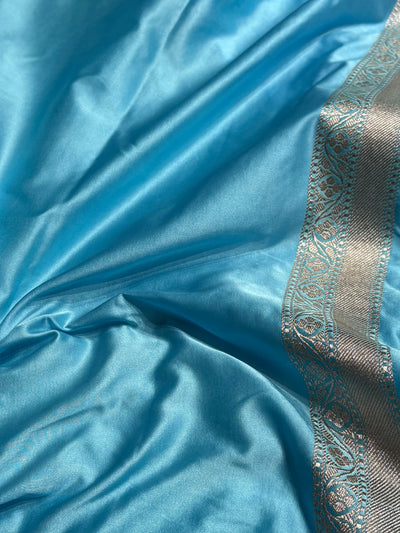 Sky Blue Minakari Jaal Mashru Silk Saree MCS08
