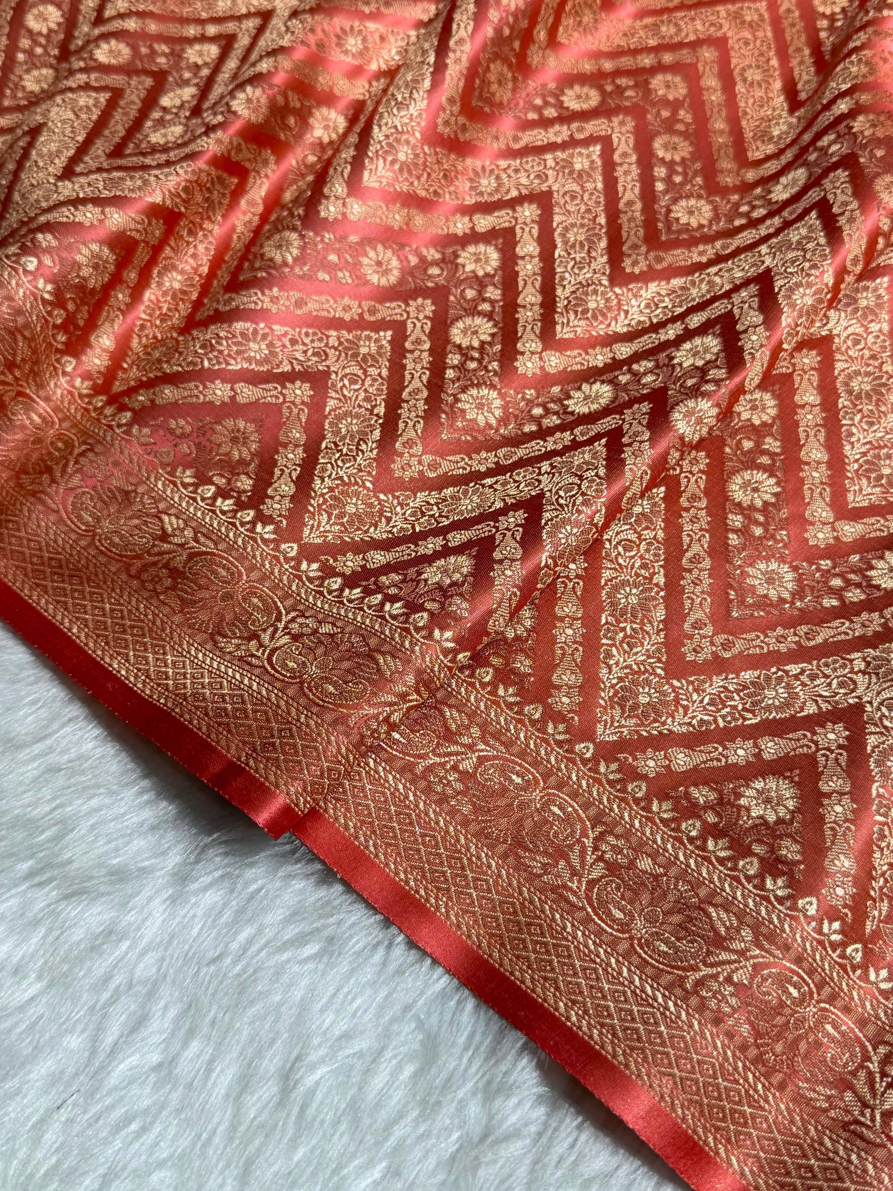 Peach Jamawar Tanchoi With Minakari Jaal Katan Silk Saree SKTM-26