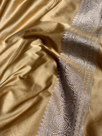 Olive Shades Jaal Pattern Mashru Silk Saree MS57