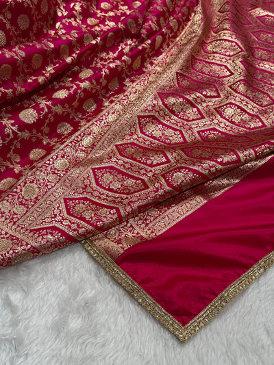 Rani Cross Banarasi Satin Silk Saree with gotta patti SSGP15