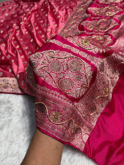 Blush Baby Pink Shade Mashru Silk Boota BMS17