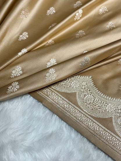 Tusser Scallop Booti Mashru Silk Banarasi Saree MSM-35