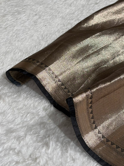 Organza with Pastel Multicolor Florals & Gold Zari Border POP20