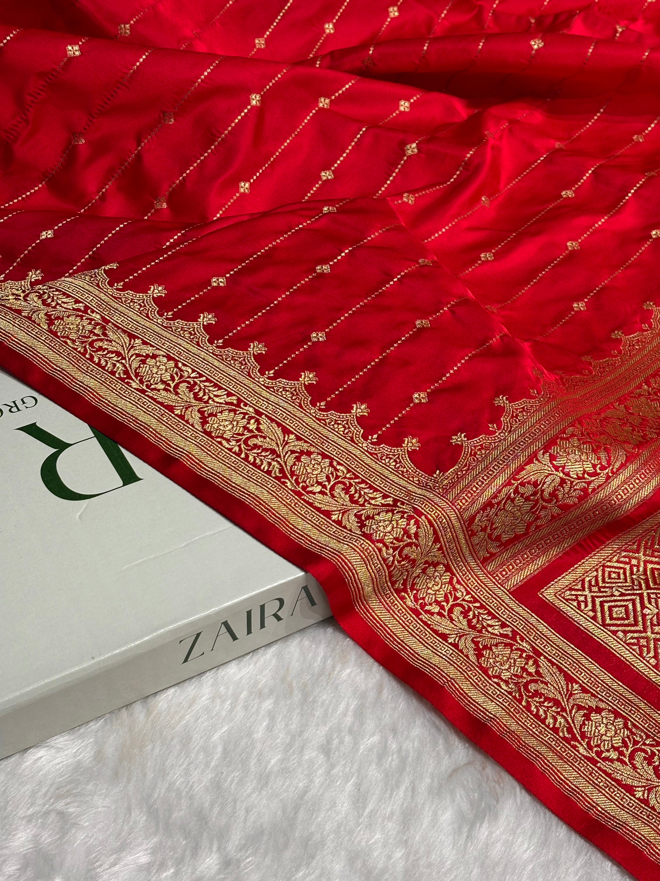 Bridal Red Shades Satin Katan Silk Saree SK63