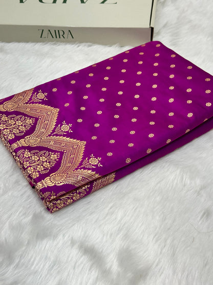 Cross Jamuni Booti Katan Silk Saree SK01