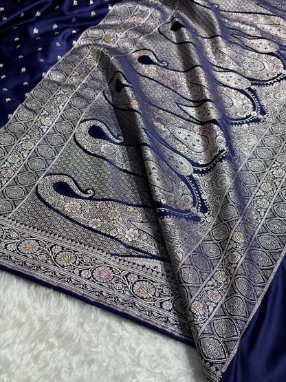 Royal Blue Shade With Booti Pattern Mashru Silk Saree
