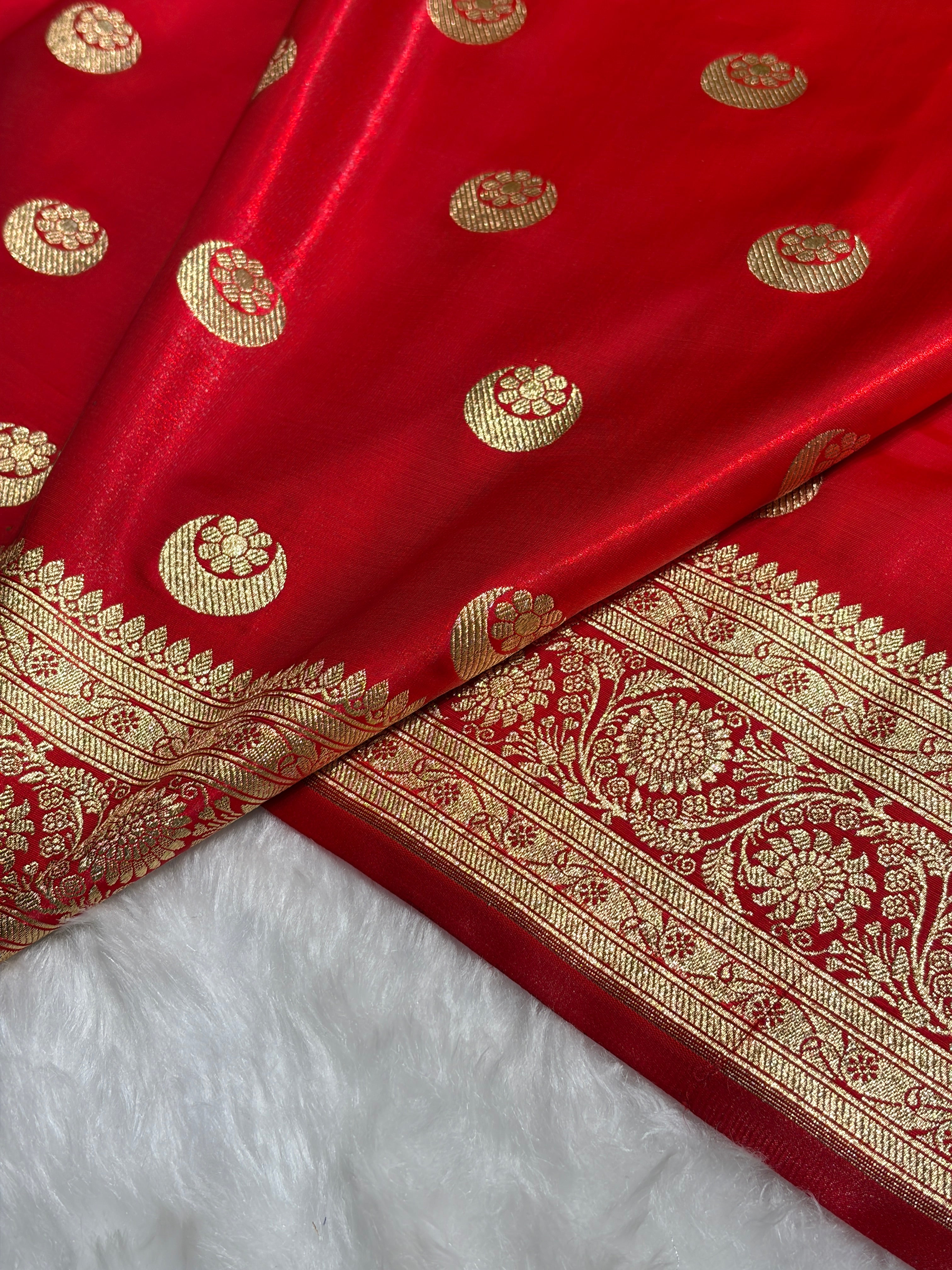 Red Chand Tara Satin Silk Saree SS04