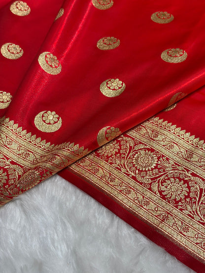 Red Chand Tara Satin Silk Saree SS04