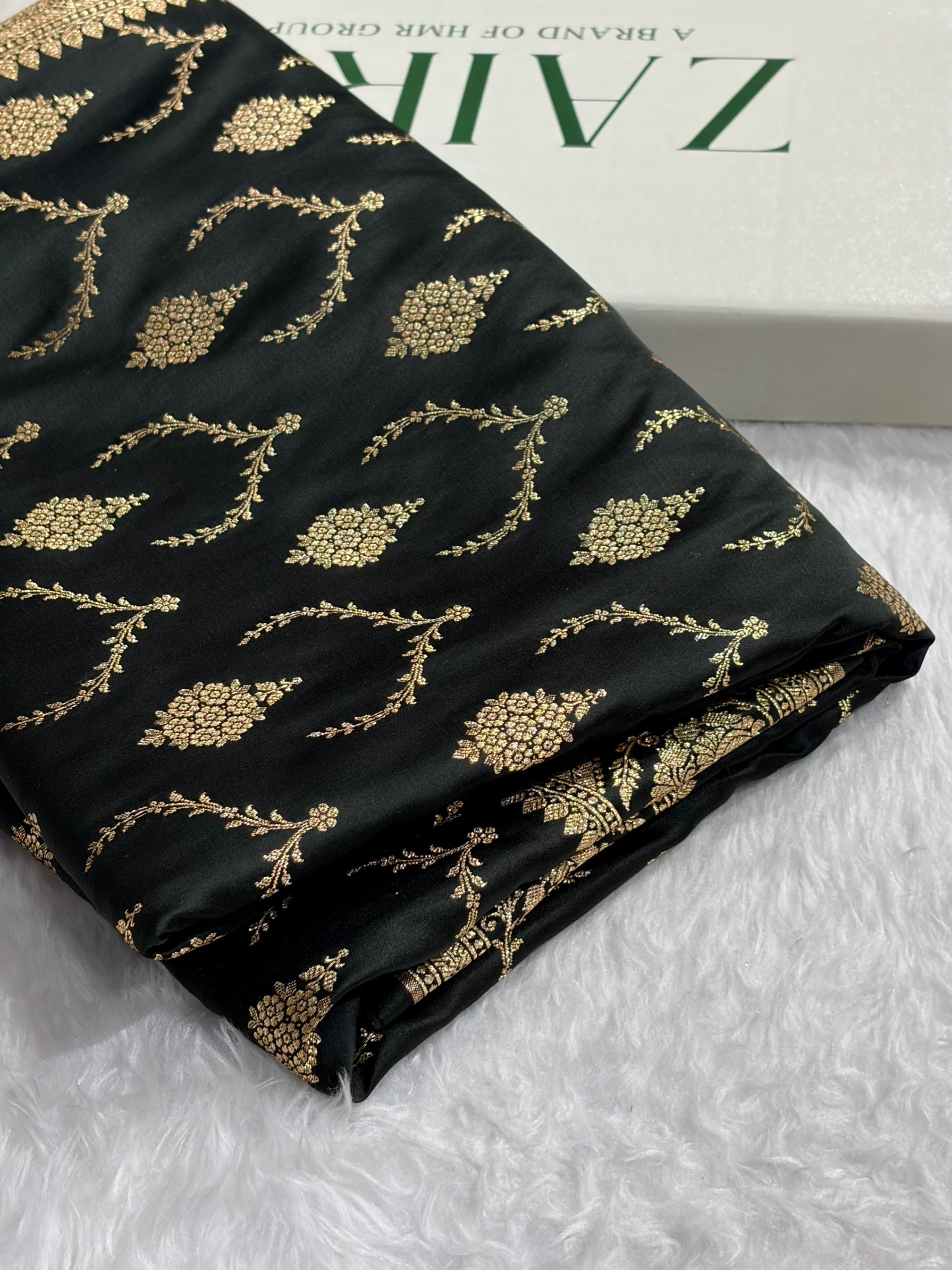 Banarasi Satin Katan Saree With Boota in Black Shades SK116