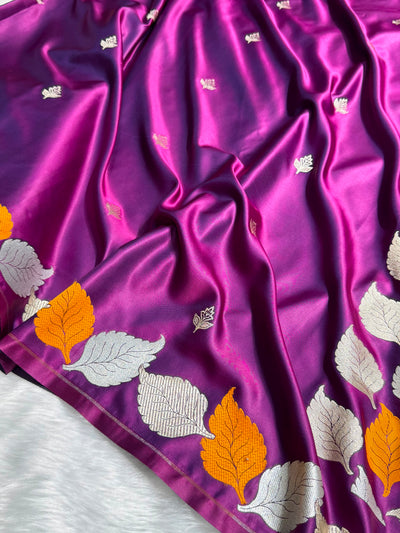 Cross Wine Shades Banarasi Booti Pattern Mashru Silk Saree MSM-136