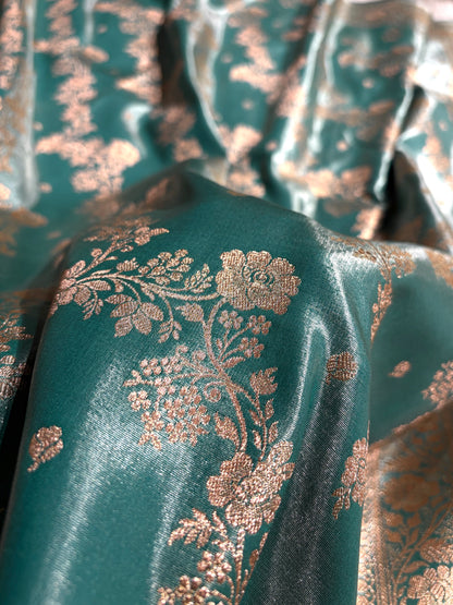 Satin Silk Saree Banarasi Cross with booti In Turquoise Shades SS22