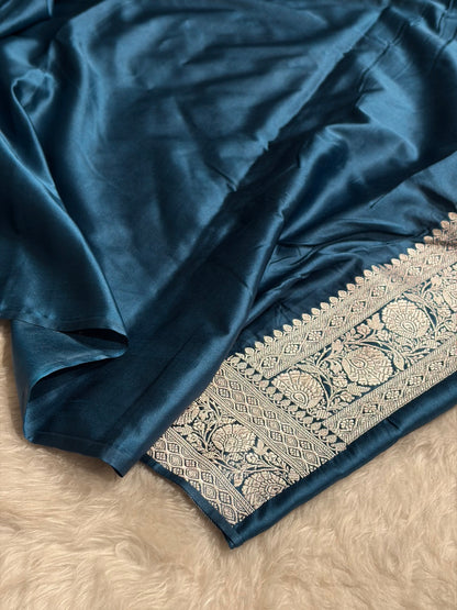 German Blue Shade With Minakari Booti Mashru Silk Saree