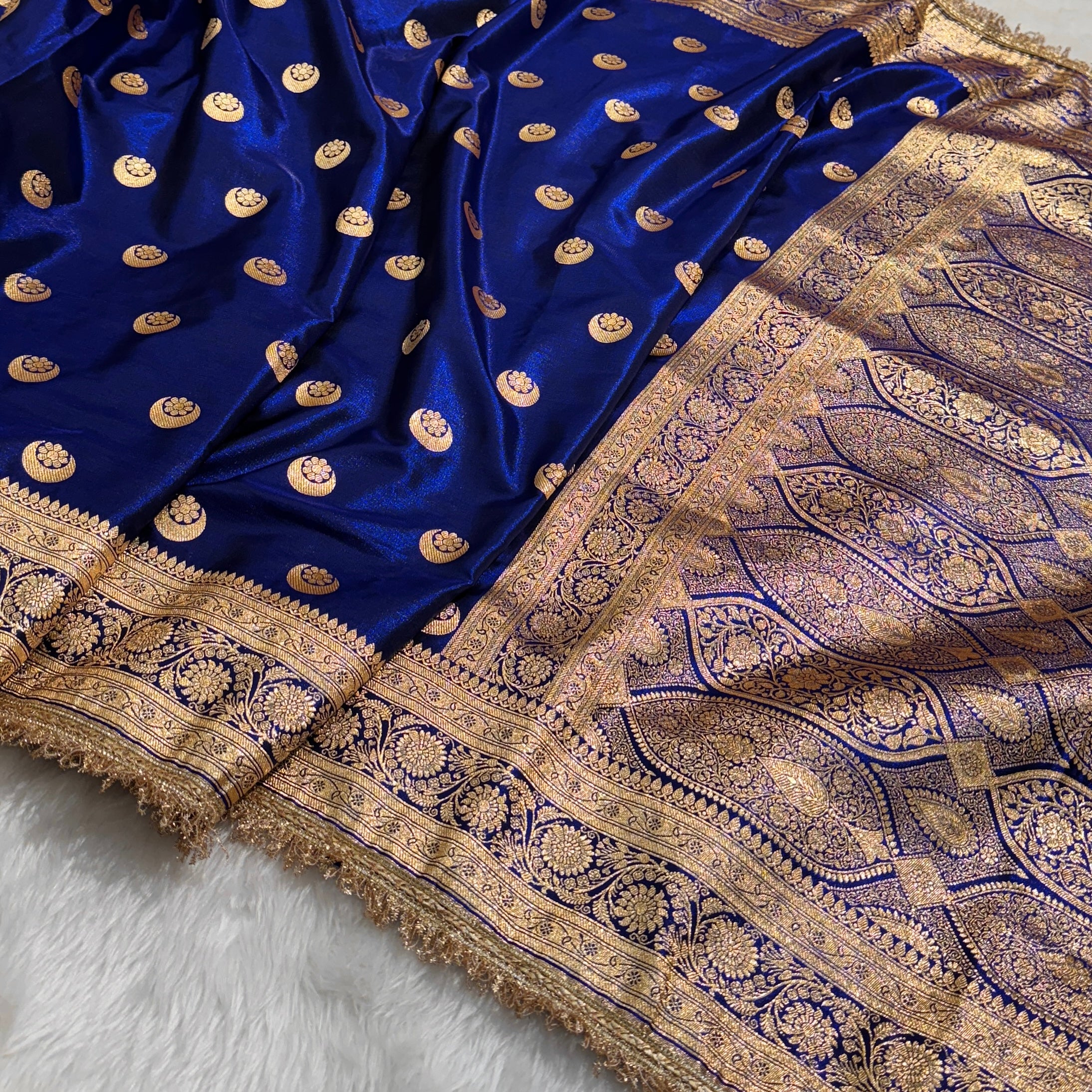 Royal Blue Chand Tara Satin Silk Saree with gotta patti SSGP7