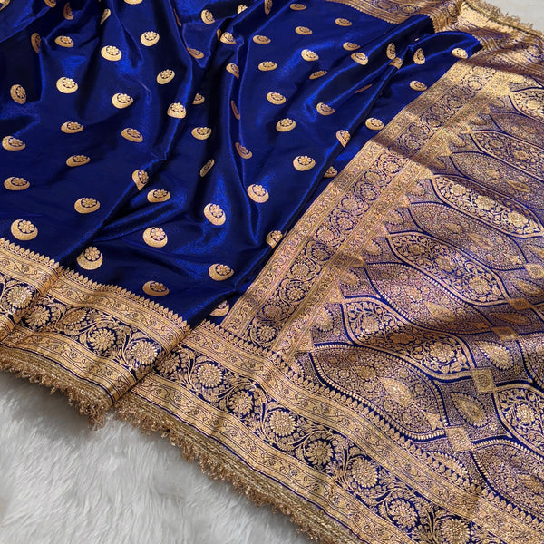 Royal Blue Chand Tara Satin Silk Saree with gotta patti SSGP04