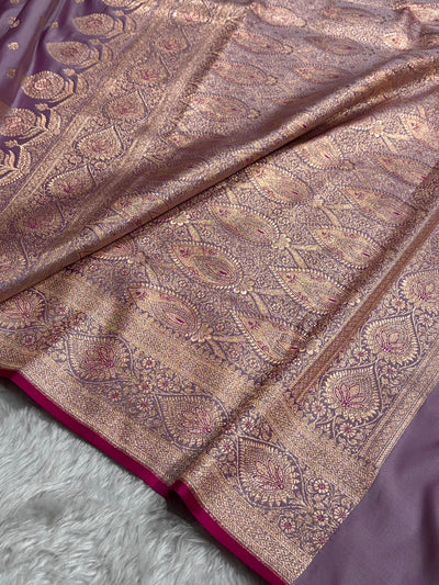 Banarasi Satin Katan Silk Saree In Grape Shades SK10