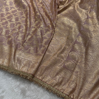 Banarasi Satin Katan Silk Saree In Rose Gold Shades with gotta Patti