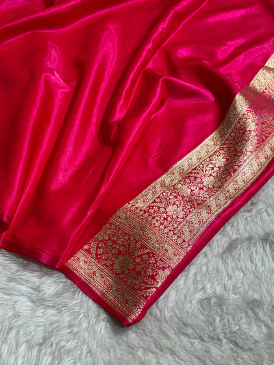 Cross Rani Shades Cross Pattern Banarasi Satin Silk Saree SS50