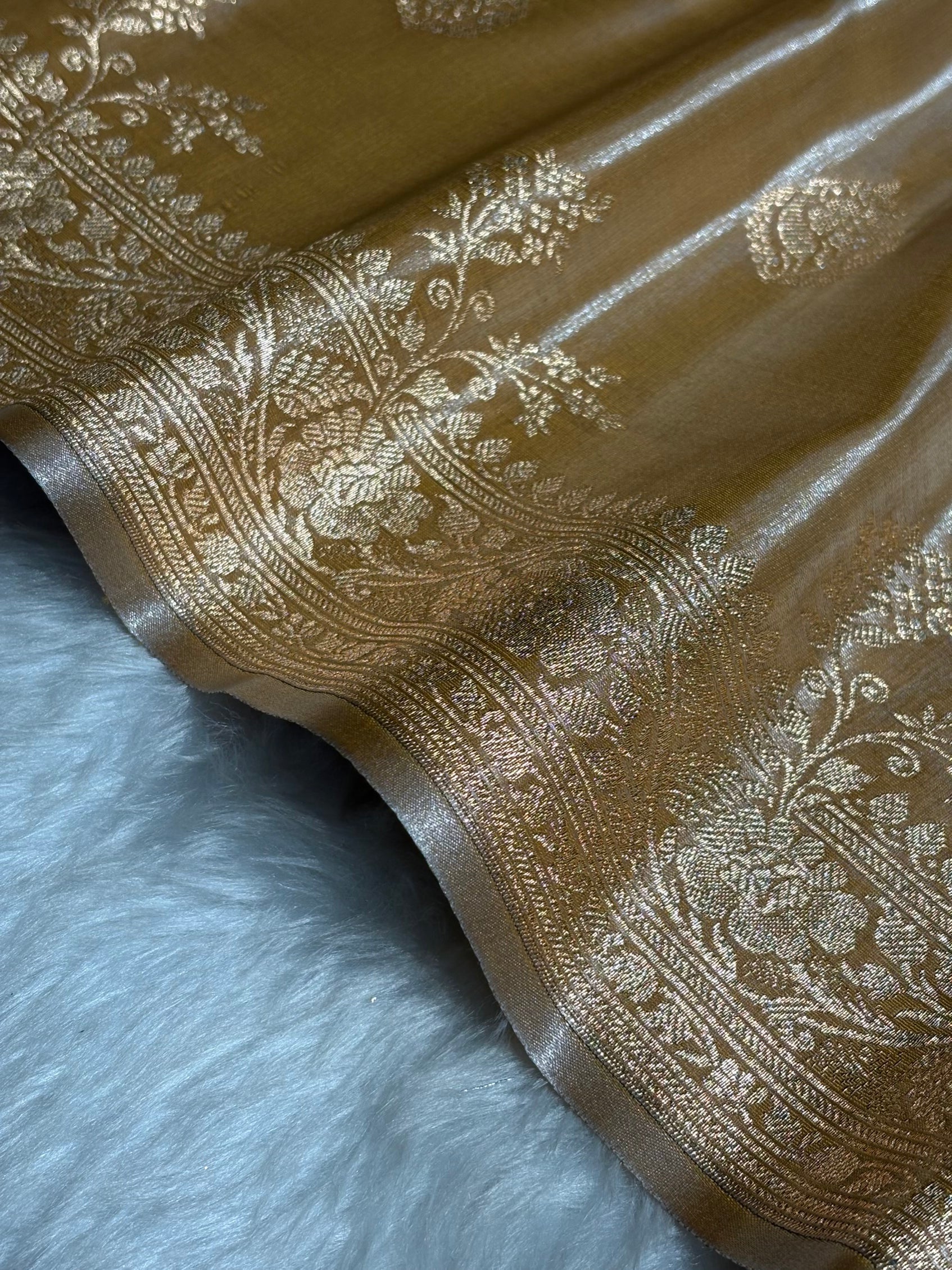 Satin Silk Saree Booti Motif in Tusser Shades SS20