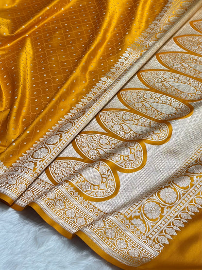 Mustard Gold Shades Tanchoi Motif Mashru Silk Saree MST-13