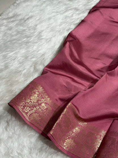 Banarasi Mauve Shade Flower Minakari Brocade Pure Caramel Mango Silk Saree CS-20