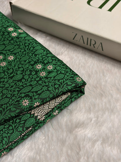 Bottle Green Shades Tanchoi Motif Mashru Silk Saree MST-12