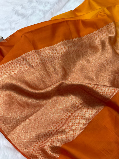 Rust Orange Ombre Shades Meena Boota Handwoven Raw Mango Silk RM-35