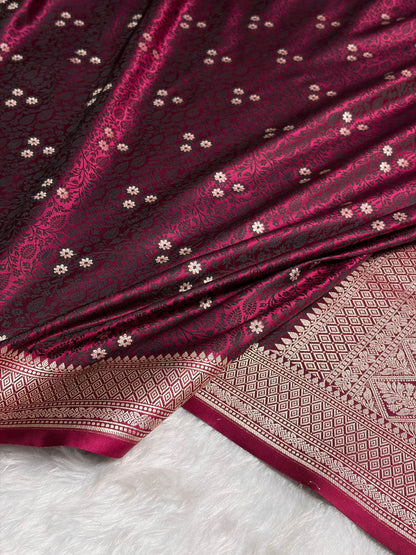 Garnet Shades Tanchoi Motif Mashru Silk Saree MST-12