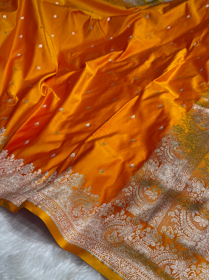Mustard Shades Motif Booti Mashru Silk Saree