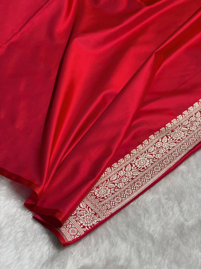 Cherry Red Shades Tanchoi Motif Mashru Silk Saree MST-10