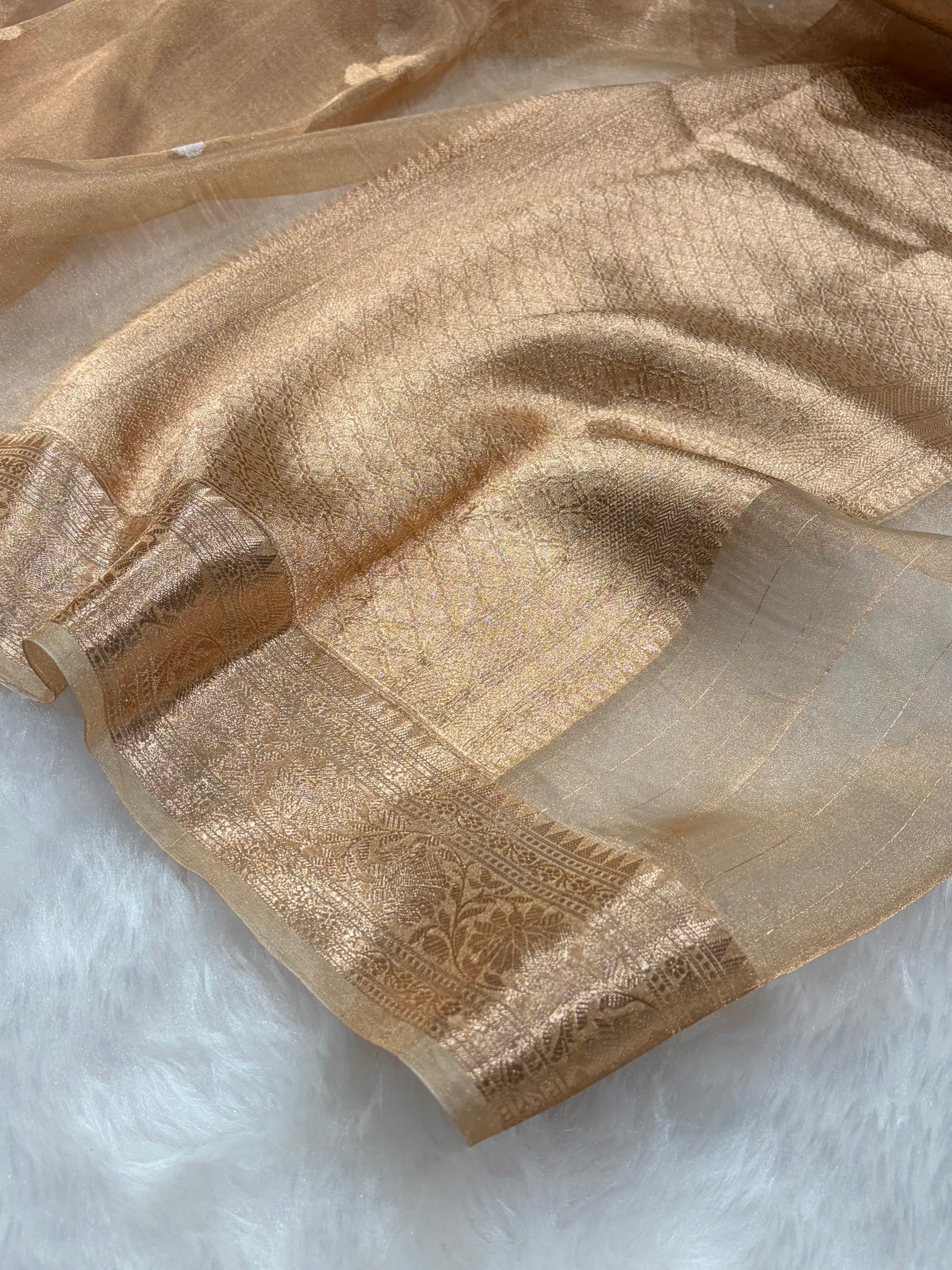 Tusser Bananasi Floral Shades Pure Tissue Silk Saree PT-49