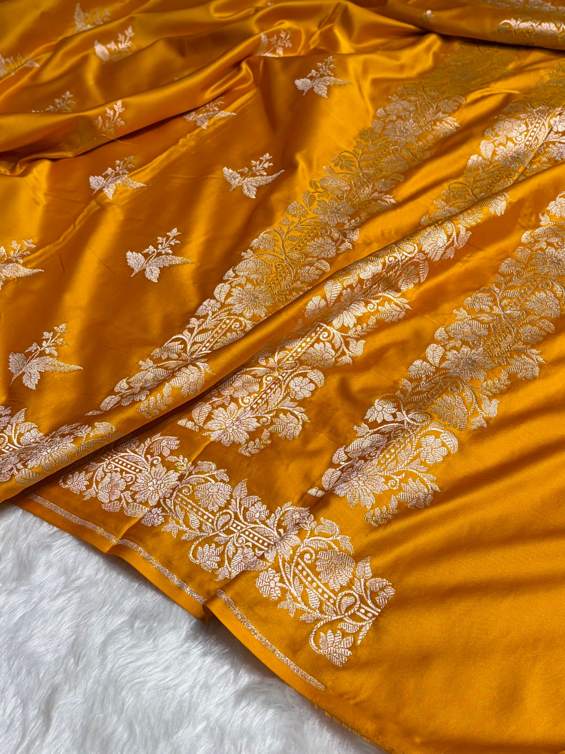 Mustard Shades Floral Boota Mashru Silk Saree MSM-67