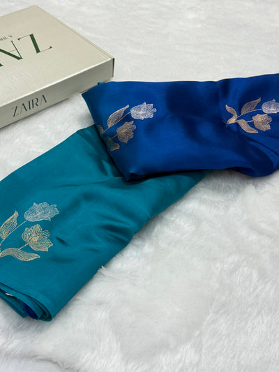Royal Blue Ombré - Peacock Shades Meena Boota Handwoven Paper Silk RM-35