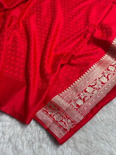 Red Shade With Booti Pattern Mashru Silk Saree