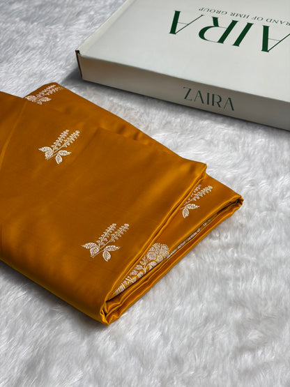 Mustard Floral Boota Mashru Silk Saree MSM-43