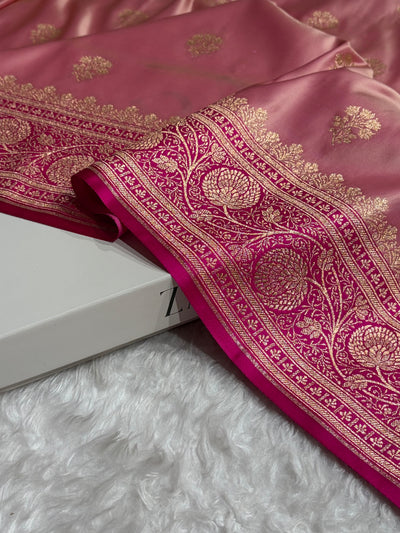 Powder Pink - Rani Banarasi Boota Katan Silk Saree SKM29