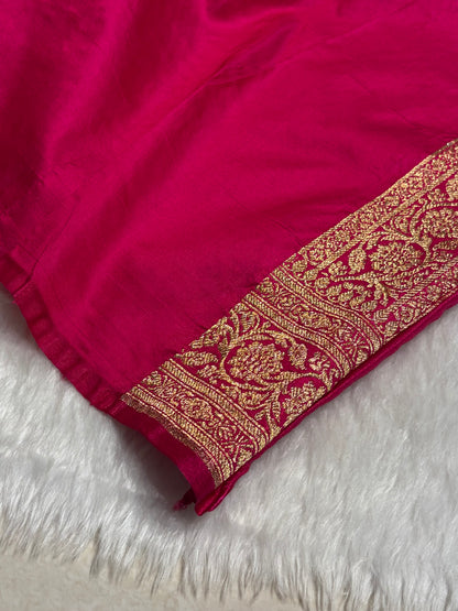 Satin Silk Jaal Pattern in Cross Rani Shades