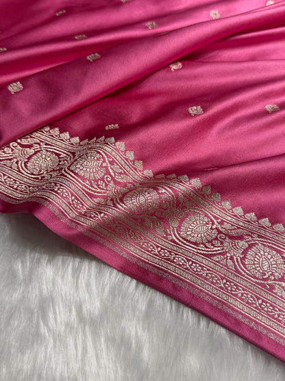 Banarasi Dusty Pink Minakari Booti Mashru Silk Saree MS10