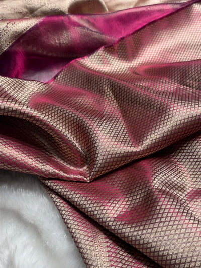 Banarasi Wine Shades Pure Tissue Silk Saree PT-61