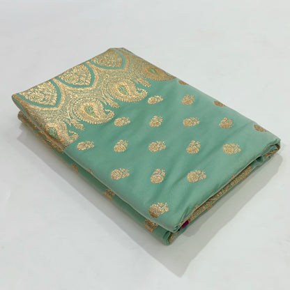 Floral boota Satin katan Silk Saree In Sea Green Shades