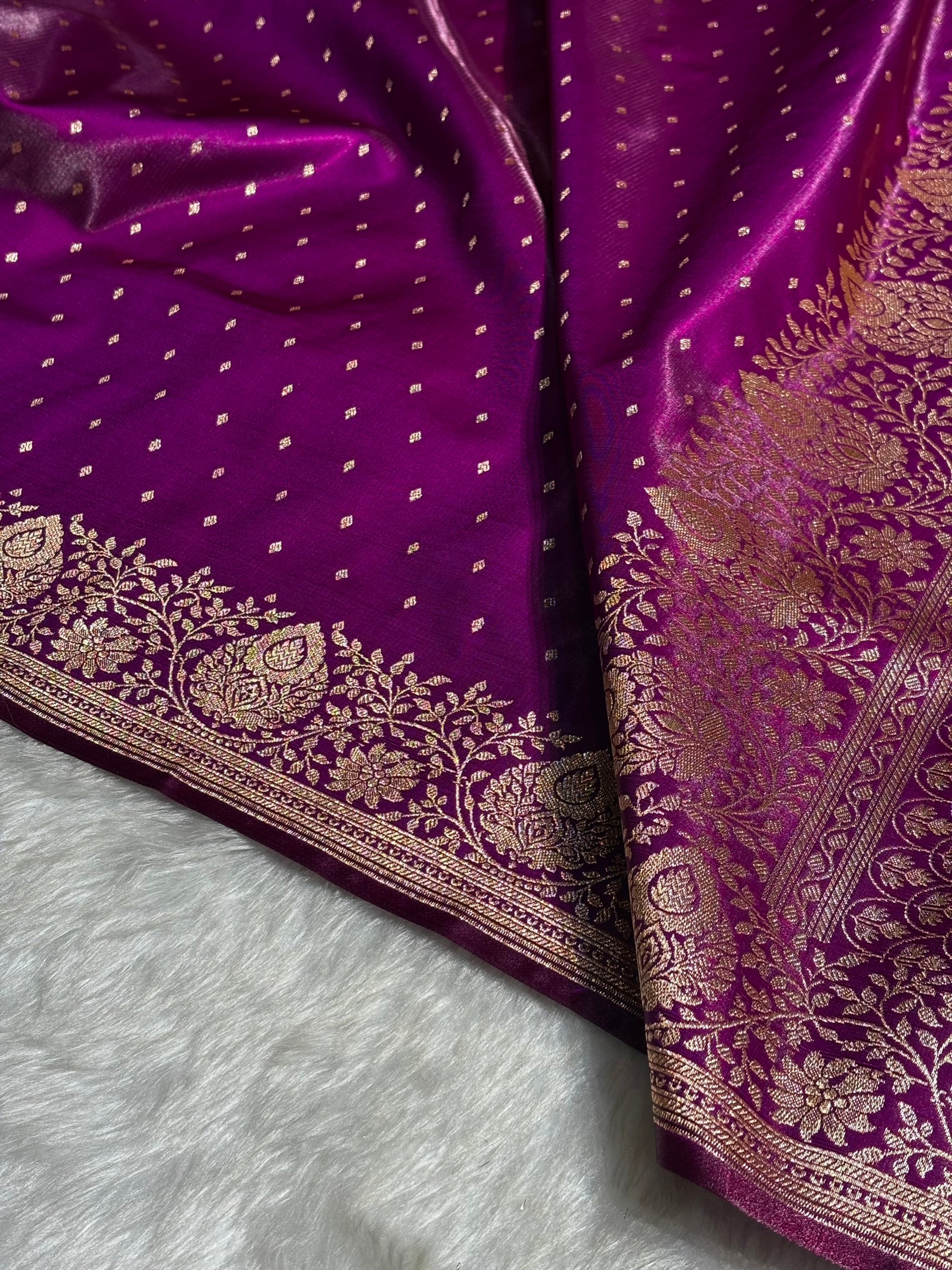 Ultra Light Weight Satin Silk Boota in Purple Shades SS31